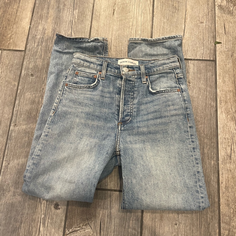 Denim Forum Light Blue Straight Leg Jeans